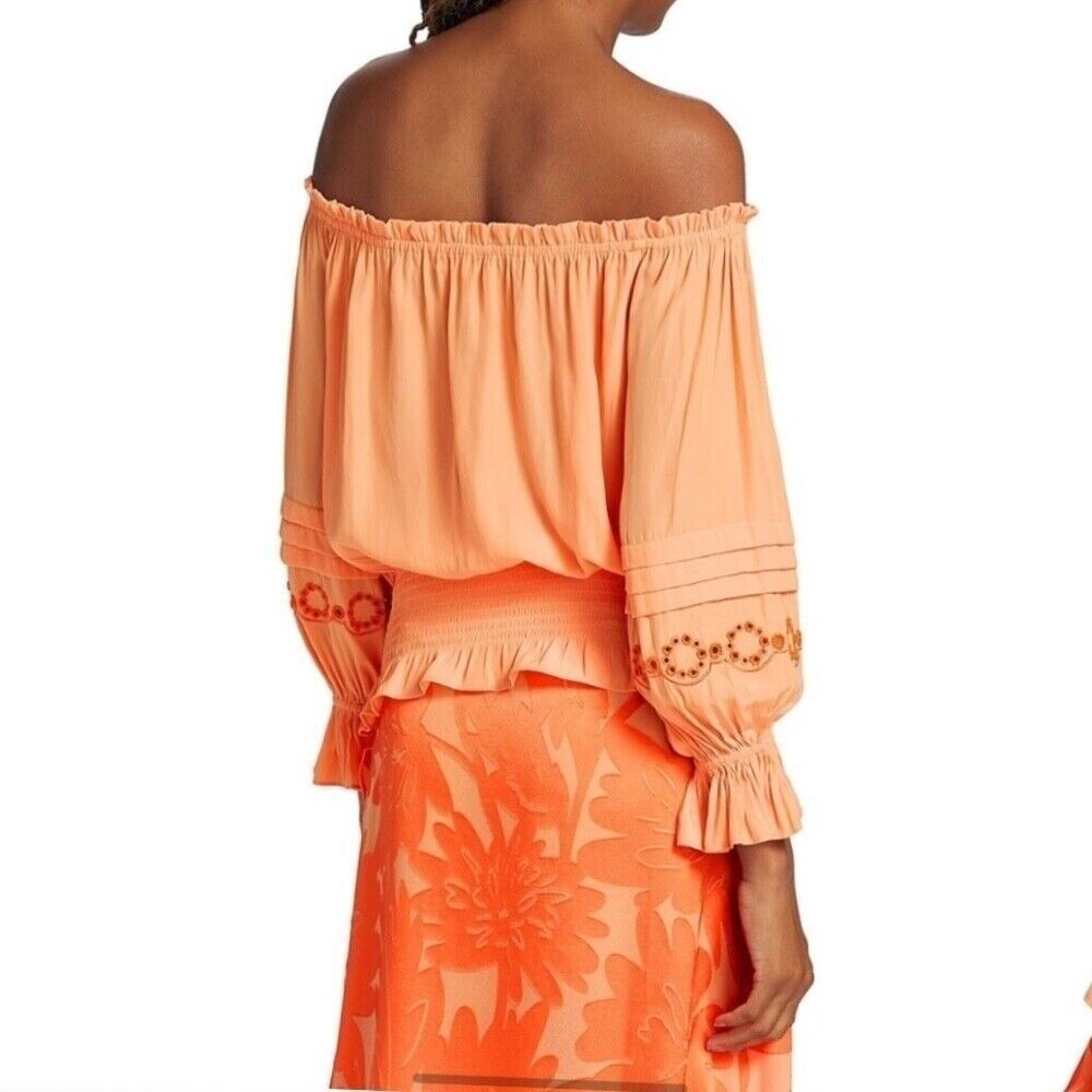 NWT Ramy Brook‎ Clara Top in Peach Sz Small  Blouse $395 - Picture 5 of 10